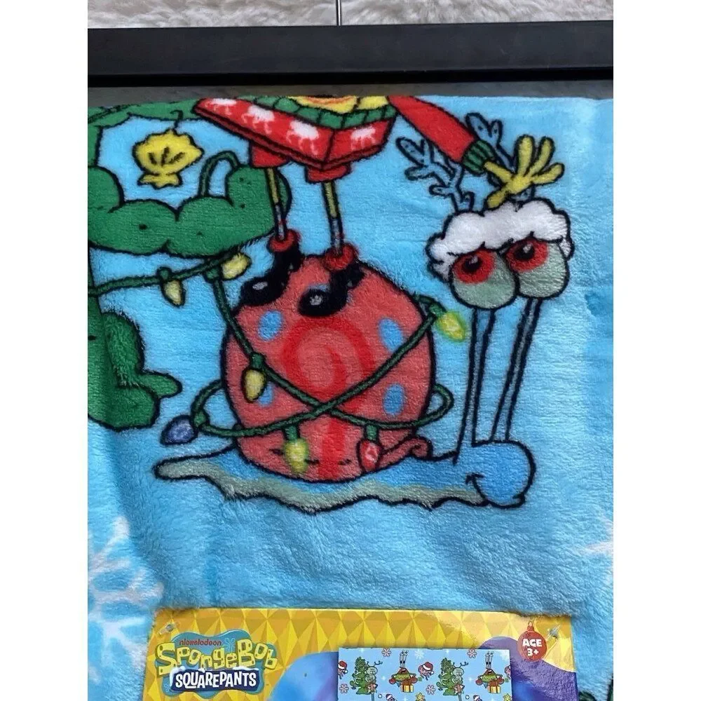 SpongeBob SquarePants Patrick Decorating Christmas Tree Blanket Throw‎ 50 X 70”